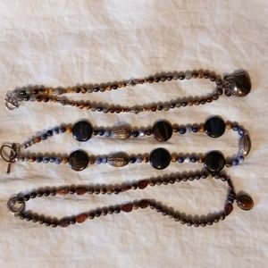 3 Handcrafted Polished Stone Necklaces